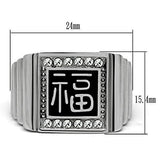TK329 - High polished (no plating) Stainless Steel Ring with Top Grade Crystal  in Clear - Alamode