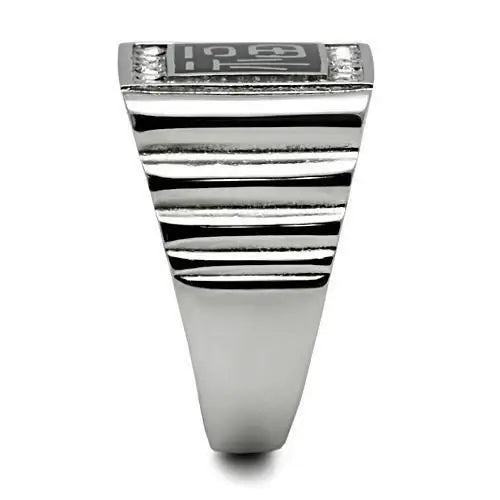 TK329 - High polished (no plating) Stainless Steel Ring with Top Grade Crystal in Clear - Alamode - Flyclothing LLC