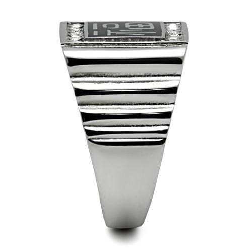 TK329 - High polished (no plating) Stainless Steel Ring with Top Grade Crystal in Clear - Alamode - Flyclothing LLC