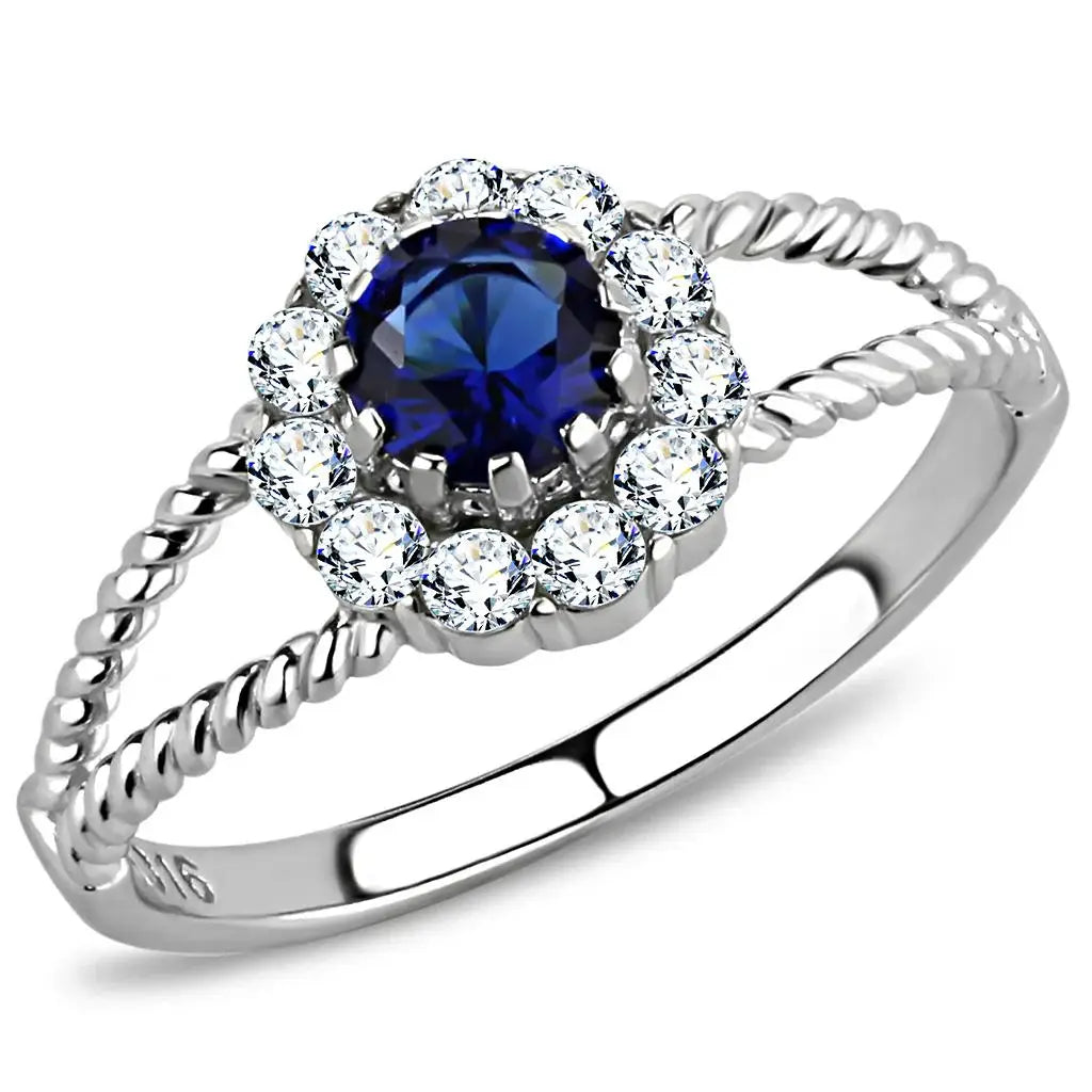 TK3427 - High polished (no plating) Stainless Steel Ring with Synthetic Synthetic Glass in Montana - Alamode - Flyclothing LLC