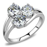 TK3430 - High polished (no plating) Stainless Steel Ring with AAA Grade CZ  in Clear - Alamode
