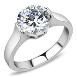 TK3432 - High polished (no plating) Stainless Steel Ring with AAA Grade CZ  in Clear - Alamode