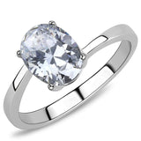 TK3433 - High polished (no plating) Stainless Steel Ring with AAA Grade CZ  in Clear - Alamode