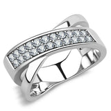 TK3436 - High polished (no plating) Stainless Steel Ring with Top Grade Crystal in Clear - Alamode - Flyclothing LLC