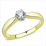 TK3440 - Two-Tone IP Gold (Ion Plating) Stainless Steel Ring with AAA Grade CZ  in Clear - Alamode