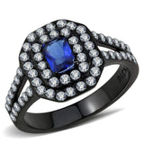 TK3449 - IP Black(Ion Plating) Stainless Steel Ring with Synthetic Synthetic Glass in Montana - Alamode - Flyclothing LLC