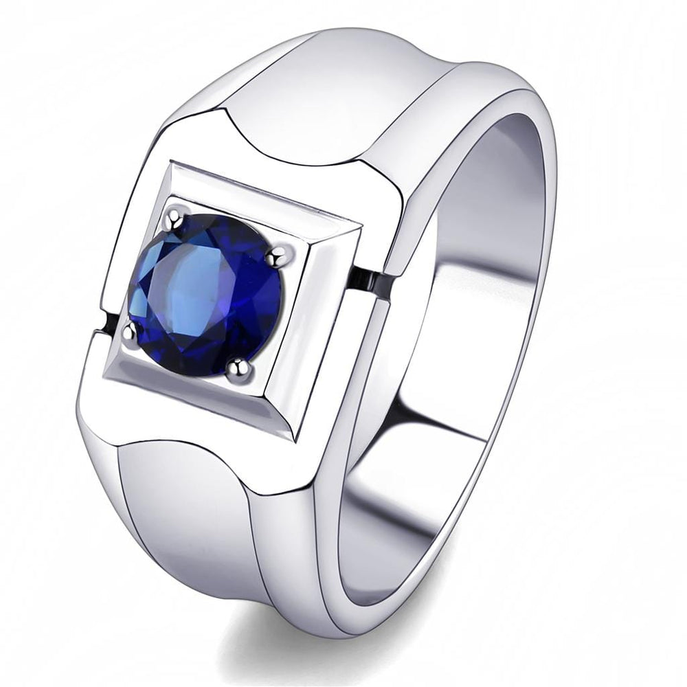 TK3459 - High polished (no plating) Stainless Steel Ring with Synthetic Synthetic Glass in Montana - Alamode