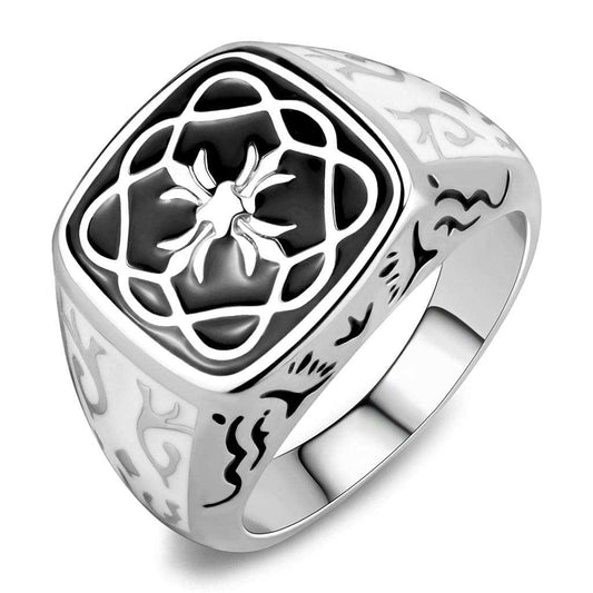 TK3460 - High polished (no plating) Stainless Steel Ring with Epoxy in Jet - Alamode - Flyclothing LLC
