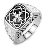 TK3460 - High polished (no plating) Stainless Steel Ring with Epoxy  in Jet