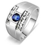 TK3463 - High polished (no plating) Stainless Steel Ring with Synthetic Synthetic Glass in Montana - Alamode