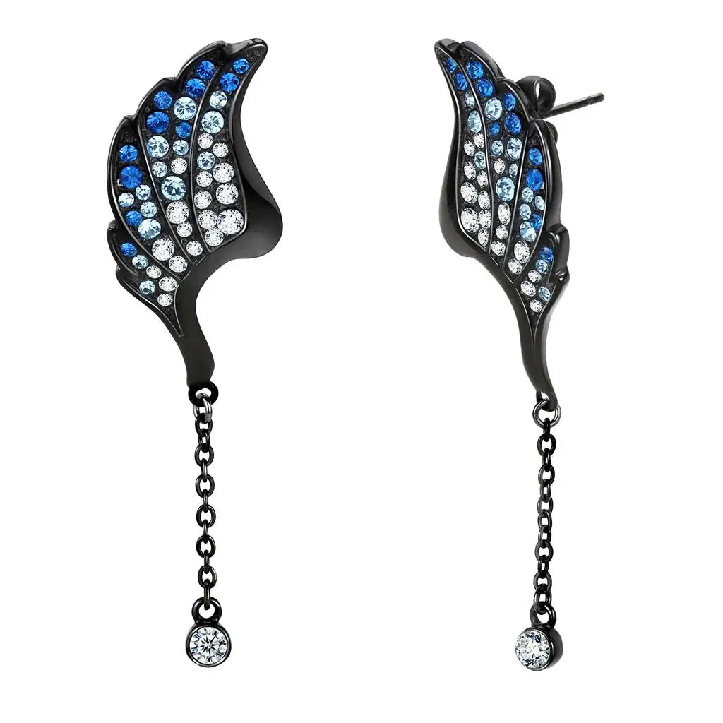 TK3469 - IP Black(Ion Plating) Stainless Steel Earrings with Top Grade Crystal in Multi Color - Alamode - Flyclothing LLC