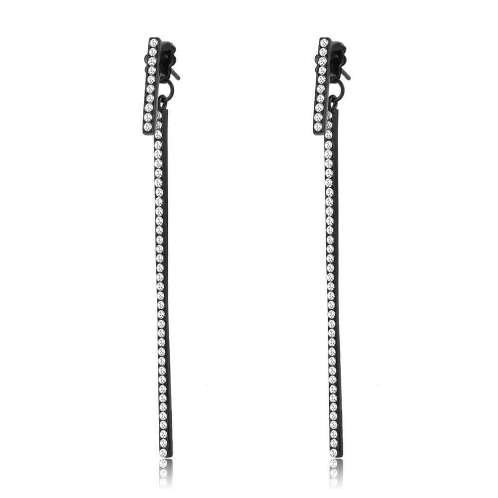 TK3470 - IP Black(Ion Plating) Stainless Steel Earrings with Top Grade Crystal in Clear - Alamode - Flyclothing LLC