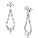 TK3473 - High polished (no plating) Stainless Steel Earrings with AAA Grade CZ  in Clear - Alamode