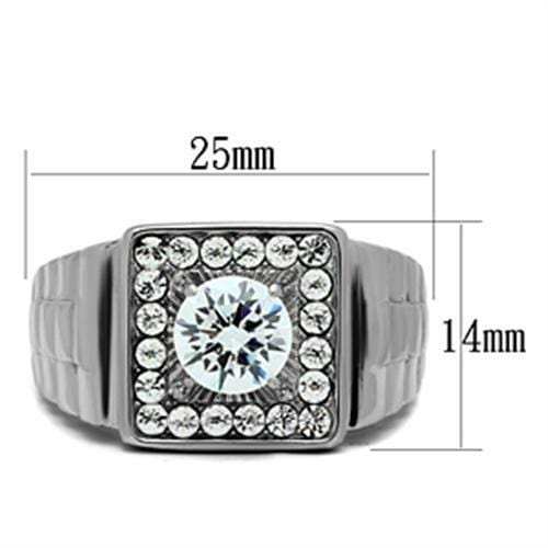 TK347 - High polished (no plating) Stainless Steel Ring with AAA Grade CZ in Clear - Alamode - Flyclothing LLC