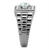 TK347 - High polished (no plating) Stainless Steel Ring with AAA Grade CZ in Clear - Alamode - Flyclothing LLC