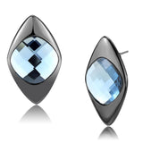 TK3494 - IP Light Black  (IP Gun) Stainless Steel Earrings with Synthetic Synthetic Glass in Light Sapphire - Alamode