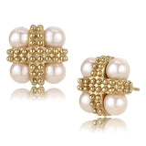 TK3495 - IP Rose Gold(Ion Plating) Stainless Steel Earrings with Synthetic Pearl in Light Rose - Alamode