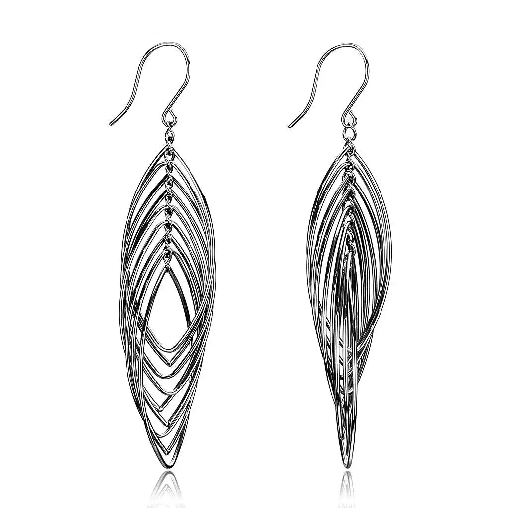 TK3500 - High polished (no plating) Stainless Steel Earrings with No Stone - Alamode - Flyclothing LLC