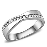 TK3501 - High polished (no plating) Stainless Steel Ring with Top Grade Crystal in Clear - Alamode - Flyclothing LLC