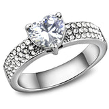 TK3505 - High polished (no plating) Stainless Steel Ring with AAA Grade CZ  in Clear - Alamode