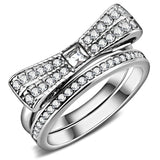 TK3506 - High polished (no plating) Stainless Steel Ring with Top Grade Crystal  in Clear - Alamode
