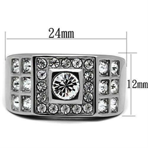 TK350 - High polished (no plating) Stainless Steel Ring with Top Grade Crystal in Clear - Alamode - Flyclothing LLC