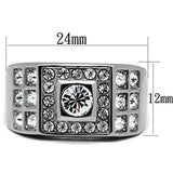 TK350 - High polished (no plating) Stainless Steel Ring with Top Grade Crystal  in Clear - Alamode