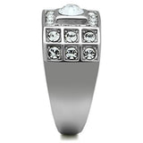 TK350 - High polished (no plating) Stainless Steel Ring with Top Grade Crystal  in Clear - Alamode