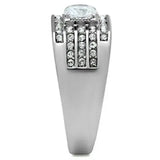 TK351 - High polished (no plating) Stainless Steel Ring with AAA Grade CZ in Clear - Alamode - Flyclothing LLC