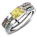 TK3526 - High polished (no plating) Stainless Steel Ring with AAA Grade CZ in Topaz - Alamode - Flyclothing LLC