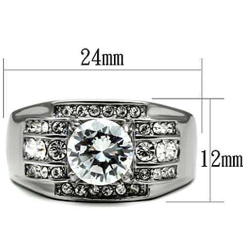 TK352 - High polished (no plating) Stainless Steel Ring with AAA Grade CZ in Clear - Alamode - Flyclothing LLC