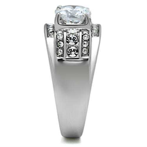 TK352 - High polished (no plating) Stainless Steel Ring with AAA Grade CZ in Clear - Alamode - Flyclothing LLC