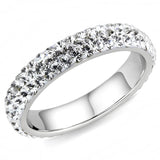 TK3533 - High polished (no plating) Stainless Steel Ring with Top Grade Crystal  in Clear - Alamode