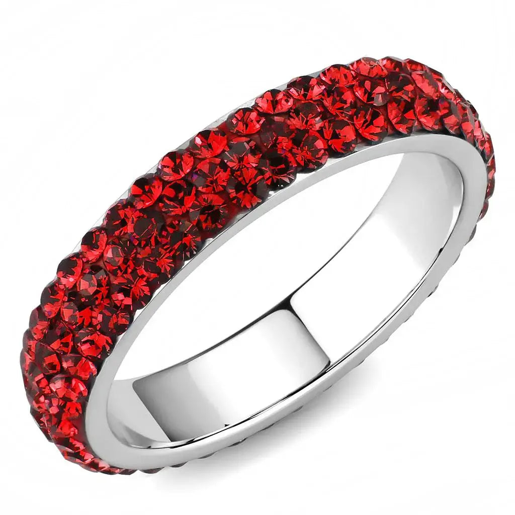 TK3536 - High polished (no plating) Stainless Steel Ring with Top Grade Crystal in Siam - Alamode - Flyclothing LLC