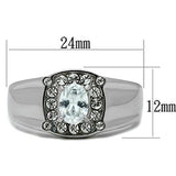 TK353 - High polished (no plating) Stainless Steel Ring with AAA Grade CZ  in Clear - Alamode