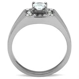 TK353 - High polished (no plating) Stainless Steel Ring with AAA Grade CZ in Clear - Alamode - Flyclothing LLC