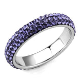TK3540 - High polished (no plating) Stainless Steel Ring with Top Grade Crystal  in Tanzanite - Alamode