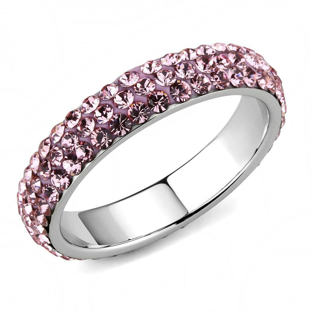 TK3543 - High polished (no plating) Stainless Steel Ring with Top Grade Crystal  in Light Rose - Alamode
