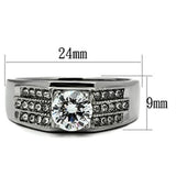TK354 - High polished (no plating) Stainless Steel Ring with AAA Grade CZ  in Clear - Alamode