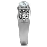 TK354 - High polished (no plating) Stainless Steel Ring with AAA Grade CZ in Clear - Alamode - Flyclothing LLC