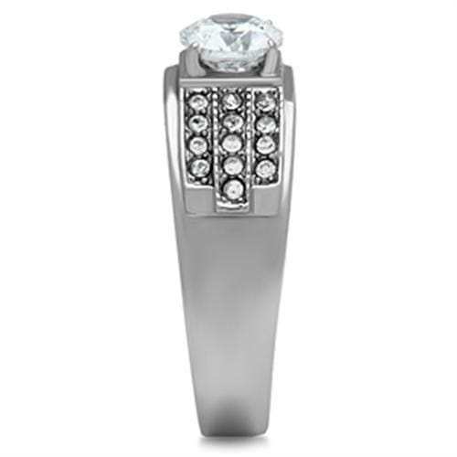 TK354 - High polished (no plating) Stainless Steel Ring with AAA Grade CZ in Clear - Alamode - Flyclothing LLC