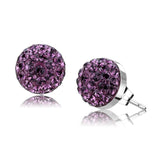 TK3552 - High polished (no plating) Stainless Steel Earrings with Top Grade Crystal  in Amethyst - Alamode