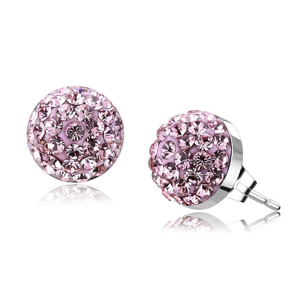 TK3554 - High polished (no plating) Stainless Steel Earrings with Top Grade Crystal  in Light Rose - Alamode
