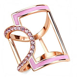TK3561 - IP Rose Gold(Ion Plating) Stainless Steel Ring with Top Grade Crystal in Light Rose - Alamode - Flyclothing LLC