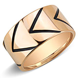TK3563 - IP Rose Gold(Ion Plating) Stainless Steel Ring with Epoxy  in Jet - Alamode