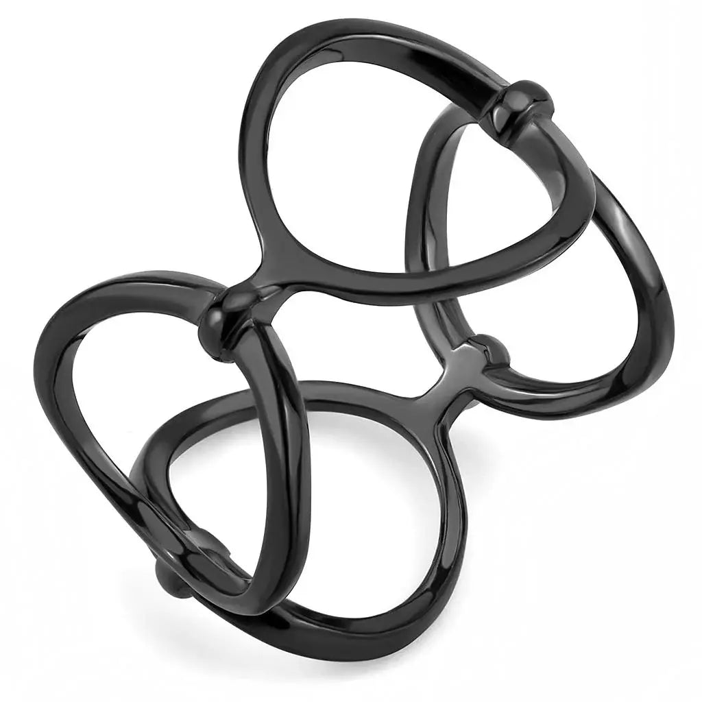 TK3568 - IP Black(Ion Plating) Stainless Steel Ring with No Stone - Alamode - Flyclothing LLC