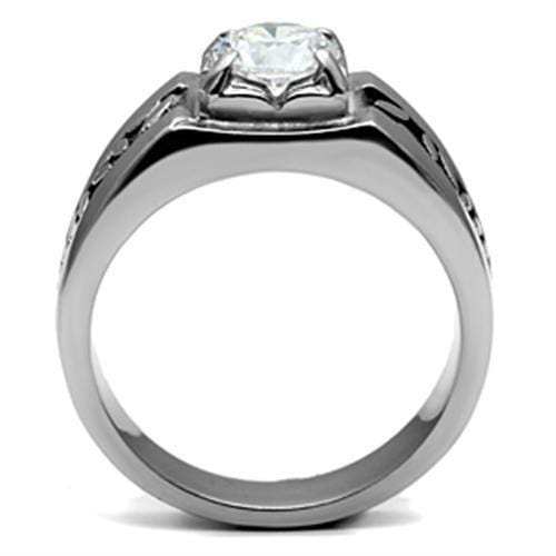 TK356 - High polished (no plating) Stainless Steel Ring with AAA Grade CZ in Clear - Alamode - Flyclothing LLC
