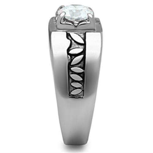 TK356 - High polished (no plating) Stainless Steel Ring with AAA Grade CZ in Clear - Alamode - Flyclothing LLC