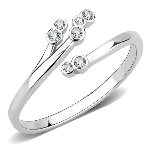 TK3570 - No Plating Stainless Steel Ring with AAA Grade CZ in Clear - Alamode - Flyclothing LLC