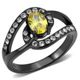 TK3571 - IP Black(Ion Plating) Stainless Steel Ring with AAA Grade CZ in Topaz - Alamode - Flyclothing LLC